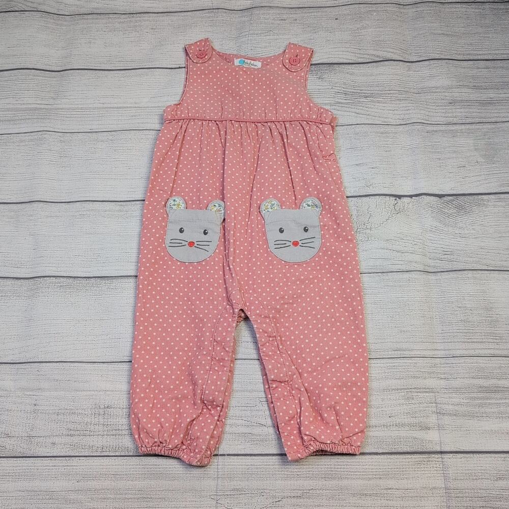 12/18m Baby Boden Polka Dot Mouse Corduroy Overalls